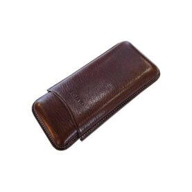 JEMAR LEATHER CIGAR CASE 3 FINGER CORONA - MARON/BROWN