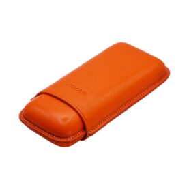 JEMAR LEATHER CIGAR CASE 2 FINGER ROBUSTO - NARANJO ORANGE