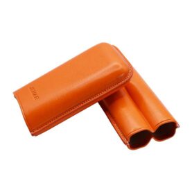 JEMAR LEATHER CIGAR CASE 2 FINGER ROBUSTO - NARANJO ORANGE