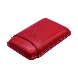 JEMAR LEATHER CIGAR CASE 3 FINGER ROBUSTO - ROJO RED