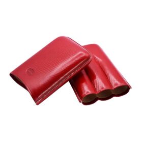 JEMAR LEATHER CIGAR CASE 3 FINGER ROBUSTO - ROJO RED