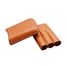 JEMAR LEATHER CIGAR CASE 3 FINGER ROBUSTO - NATURAL