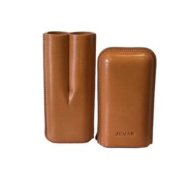 JEMAR LEATHER CIGAR CASE 2 FINGER ROBUSTO - NATURAL