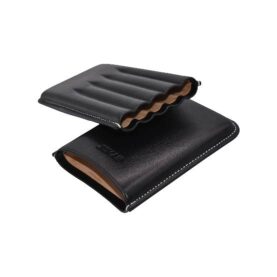 JEMAR LEATHER CIGAR CASE - SLIM PANATELLA (5) - BLACK