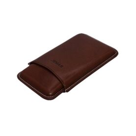 JEMAR LEATHER CIGAR CASE - SLIM PANATELLA (5) - BROWN