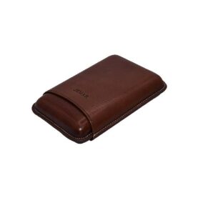 JEMAR LEATHER CIGAR CASE 3 FINGER ROBUSTO - MARON/BROWN