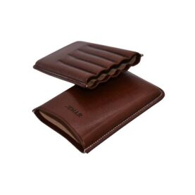 JEMAR LEATHER CIGAR CASE - SLIM PANATELLA (5) - BROWN