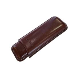 JEMAR LEATHER CIGAR CASE 2 FINGER CORONA - MARON/BROWN