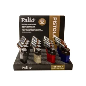 PALIO PISTOLA DOUBLE-JET FLAME LIGHTER - DISPLAY OF 16