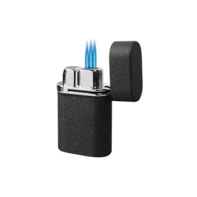 VECTOR THUNDRA TRIPLE TORCH TABLE LIGHTER - BLACK CRACKLE