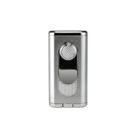 XIKAR VERANO FLAT DOUBLE FLAME LIGHTER - SILVER