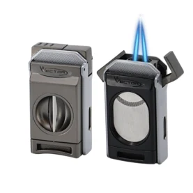 VECTOR SWITCH TWIN LIGHTER AND CUTTER - CHROME SATIN